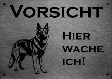 Edelstahl Warnschild Deutscher Schäferhund VORSICHT Hier wache ich!